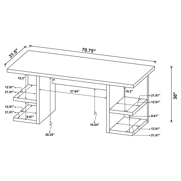 Hannah - 4 Shelf Writing Desk With Open Shelving - White