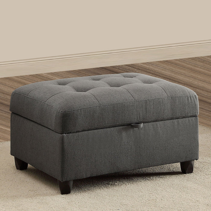 Storage Ottoman With Tufted Design - Gray Furniture Max