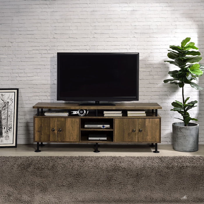 Ensata II - TV Stand - Rustic Oak & Black ACME