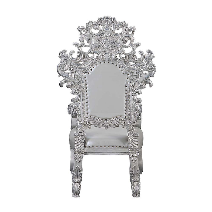 Valkyrie - Arm Chair (Set of 2) - Synthetic Leather & Antique Platinum ACME