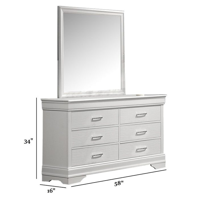 1 Piece Dresser Of Drawers Bedroom Furniture With Diamond Accent Handles, Drawer Box - White Home Essentials