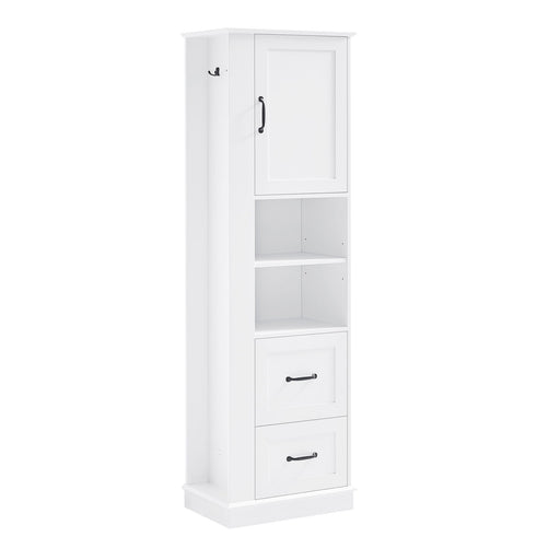 Freestanding Bathroom Storage Cabinet With Adjustable Shelves And Side Hooks Board, Rectangle Design Hearth and Haven