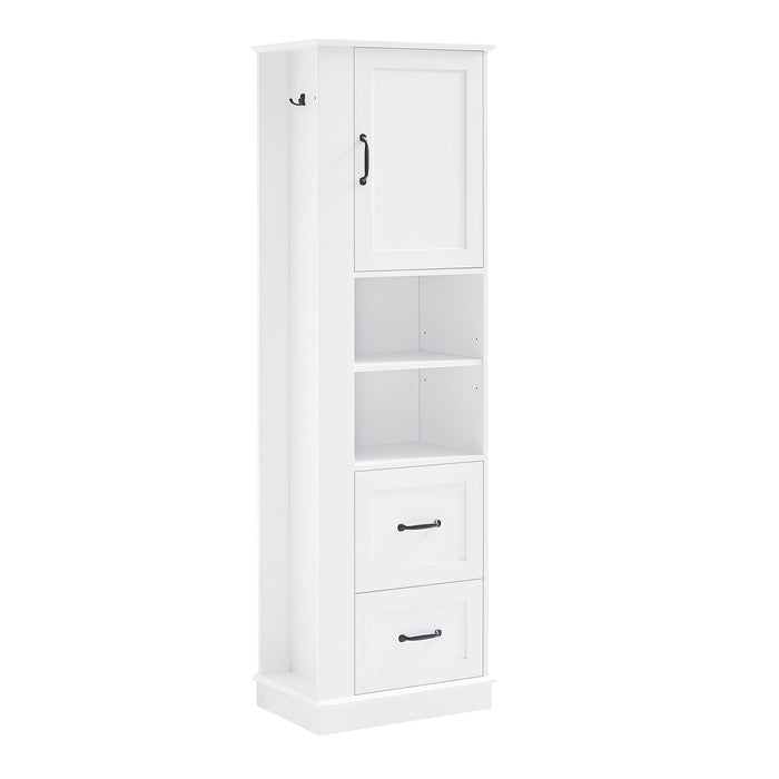 Freestanding Bathroom Storage Cabinet With Adjustable Shelves And Side Hooks Board, Rectangle Design Hearth and Haven