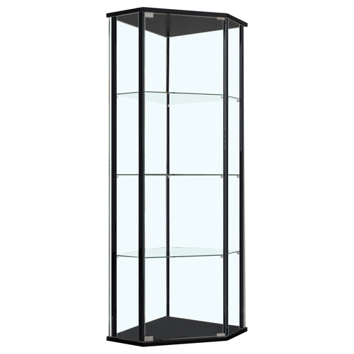 Lysander - 4 Shelf Curio Cabinet With Triangular Silhouette - Black Furniture Max