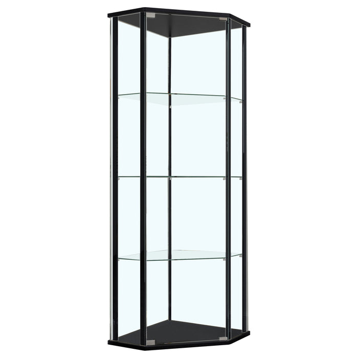 Lysander - 4 Shelf Curio Cabinet With Triangular Silhouette - Black Furniture Max