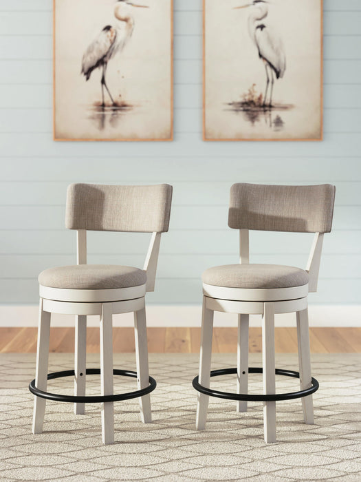 Robbinsdale - Upholstered Swivel Barstool (Set of 2) - Antique White Signature Design by Ashley®