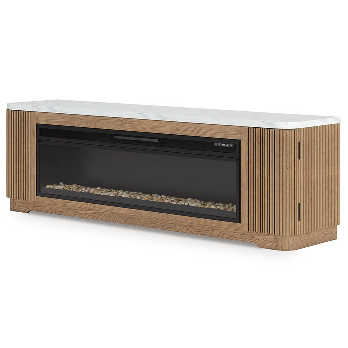Camdill - 80" TV Stand With Electric Fireplace - Light Brown Signature Design by Ashley®