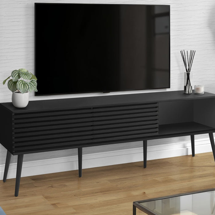 TV Stand, Media Entertainment Center, Storage Cabinet, Console, Storage Shelves, Bedroom, Living Room, Contemporary, Modern - Black 8th Street