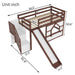 Loft Bed With Storage Stairs, Slide, Playhouse Window And 7 Colors LED Lights Home Essentials