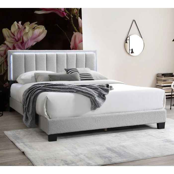 Bed With Channel Tufting And Built In LED Headboard Home Essentials