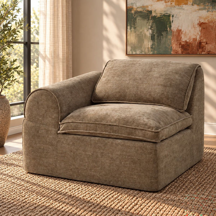 Almano - Modular Left Facing Arm Chair - Light Brown Chenille ACME