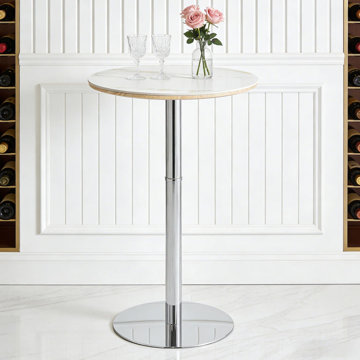 Circular Bar Table - White / Silver Home Essentials