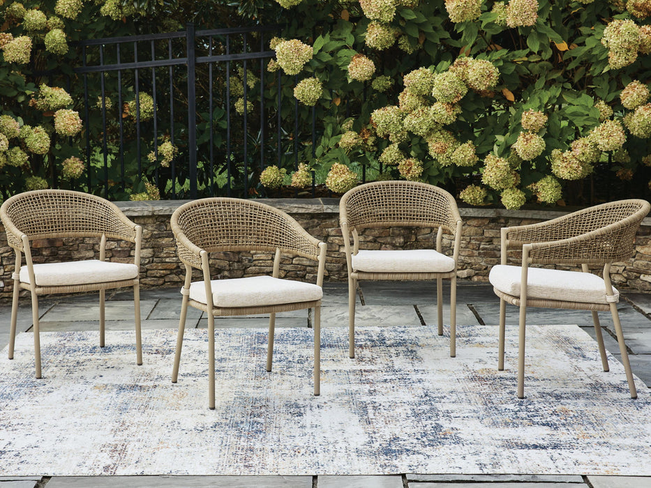 Orchard Beach - Arm Chair With Cushion (Set of 4) - Beige Signature Design by Ashley®