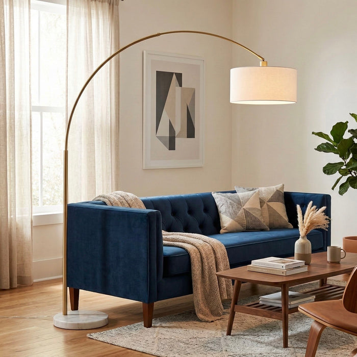 Ambient - Arch Floor Lamp With Large Shade - Gold / White Ashcroft Furniture