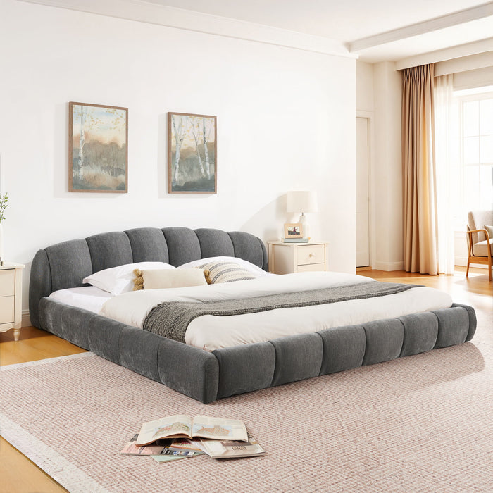 Upholstered Platform Bed Frame, Low Profile Floor Bed, No Box Spring Required Home Essentials