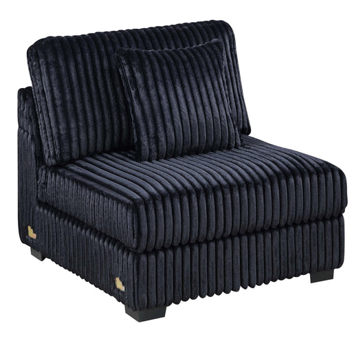 Armless Chair With Pillow, Living Room Furniture, Soft Upholstered - Black Home Essentials