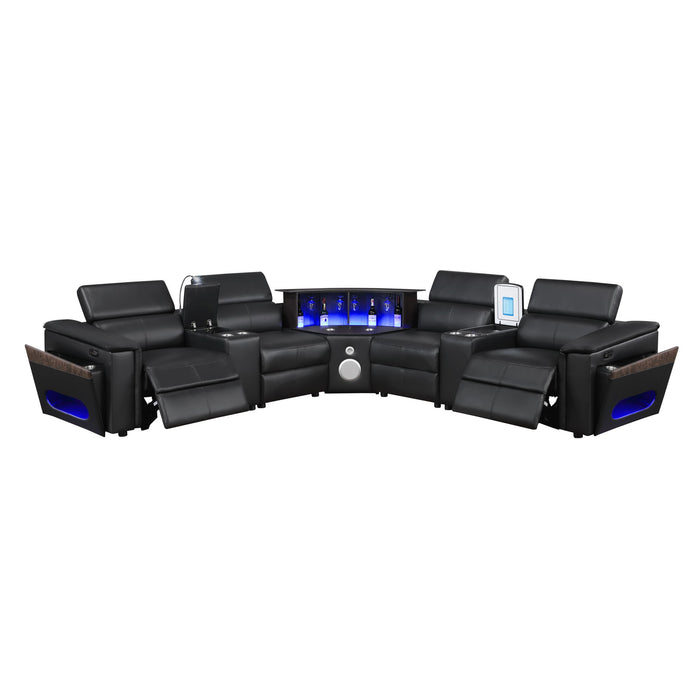 Nova - Sectional With Bluetooth Speaker, LED And Lifting Wine Cabinet Matrix Furniture Group