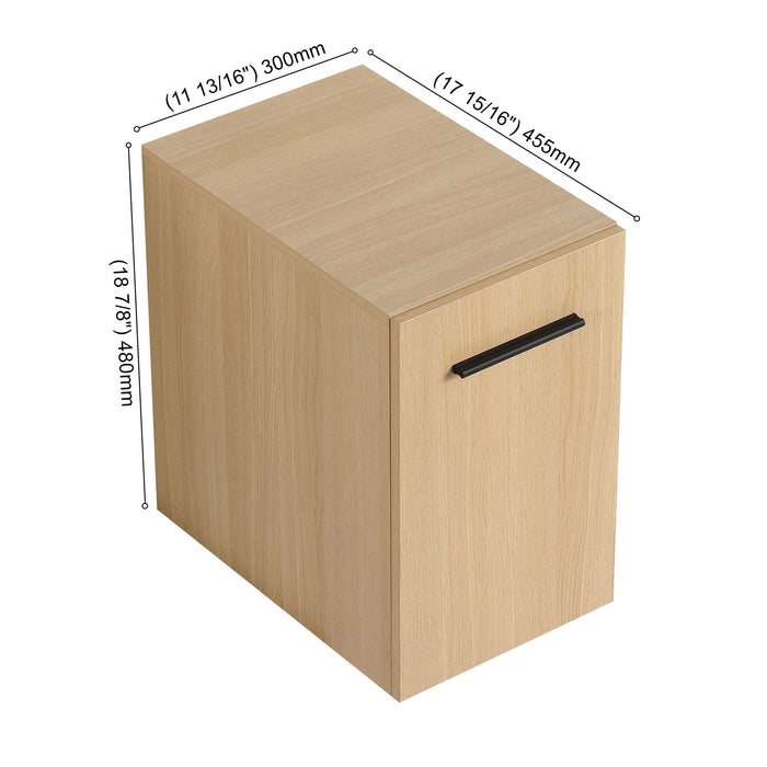 Floating Bathroom Vanity Single Door Base Cabinet, Wall Mounted Storage - Light Oak Home Essentials