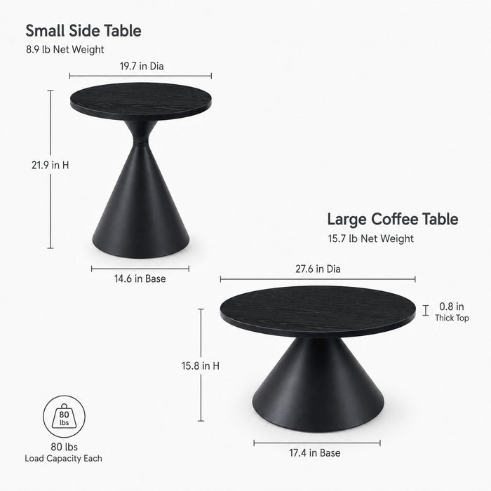 2 Piece Coffee Round Table Set Home Essentials
