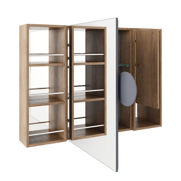 Wall Mounted Bathroom Mirror Cabinet, Adjustable Shelves Storage Cabinet - Imitative Oak Home Essentials