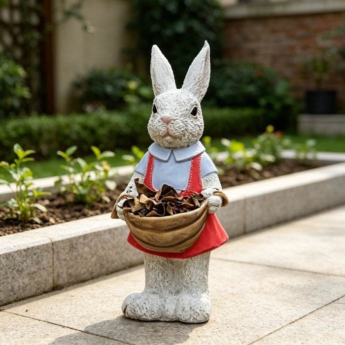 Whimsical Rabbit Statue Flower Pot Ornament, Garden Decor - Pink / White Home Essentials