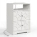 Nightstand With Diamond Carvings Handles, 2 Drawers & Charging Station Home Essentials