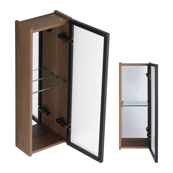 10" Bathroom Wall Mirror Cabinet With Door, Adjustable Shelf - Imitative Oak Home Essentials