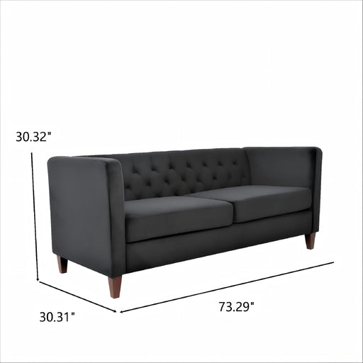 Button Tufted Loveseat, 2 Seater With Square Arm Couch For Living Room - Black US Pride