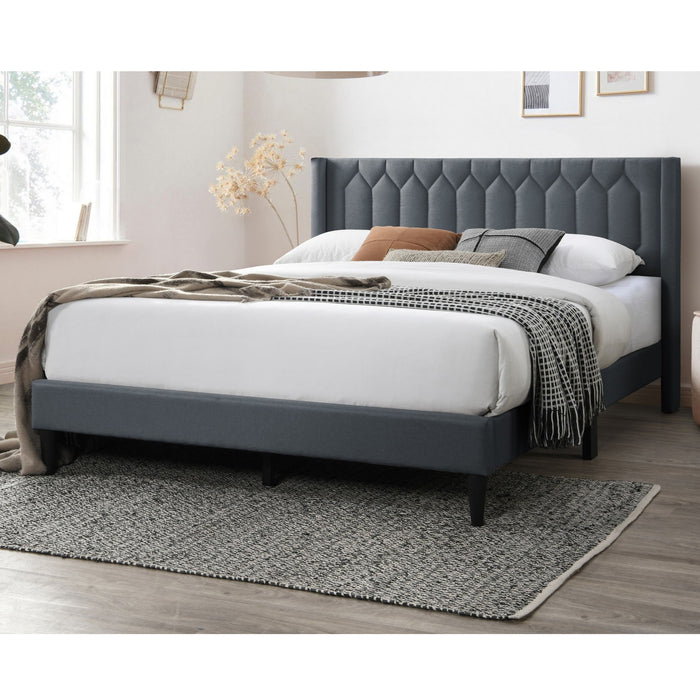 Platform Bed With Diamond Tufted Headboard Home Essentials