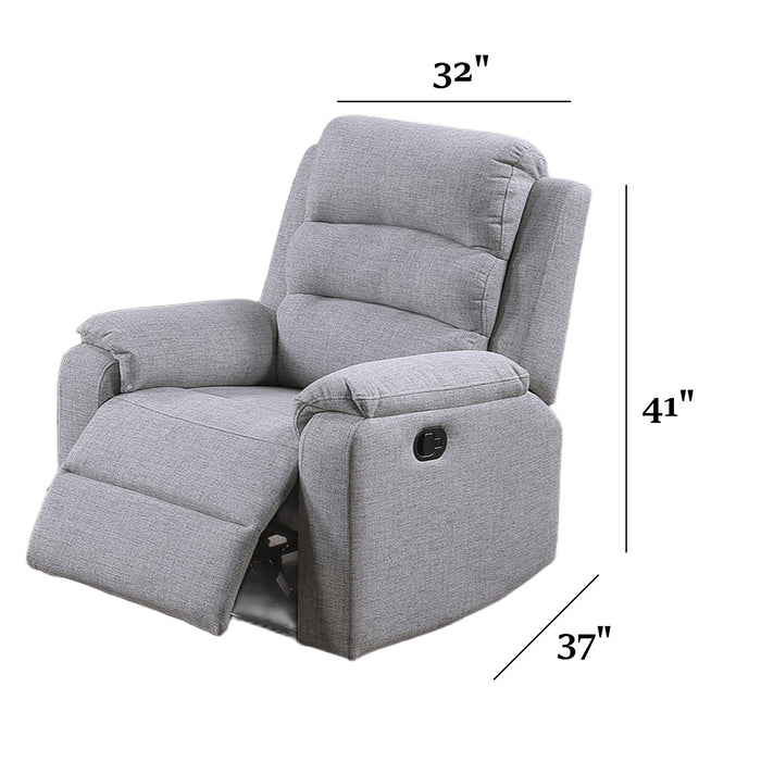 1 Piece Manual Recliner With Padded Seat And Backrest - Gray Home Essentials