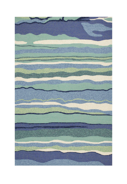 8' X 10' Hand Woven UV Treated Ocean Waves Indoor / Outdoor Area Rug - Ocean Blue