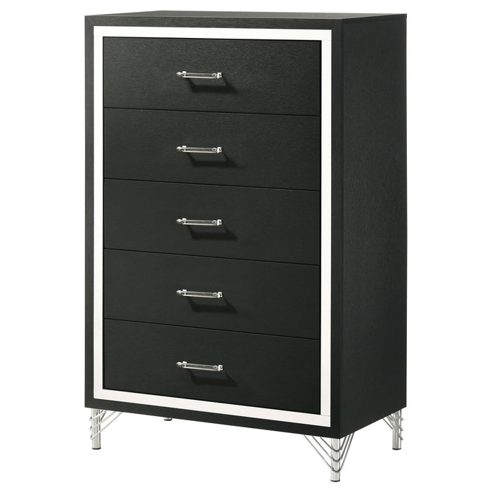 Malcolm - 5 Drawer Bedroom Chest - Black Furniture Max