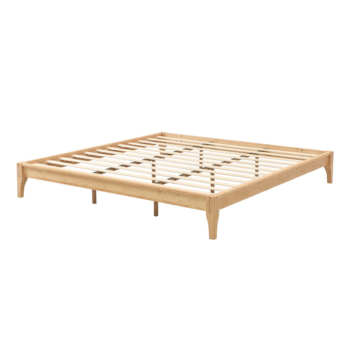 Solid Dry Bamboo Platform Bed Frame, With Slat Support