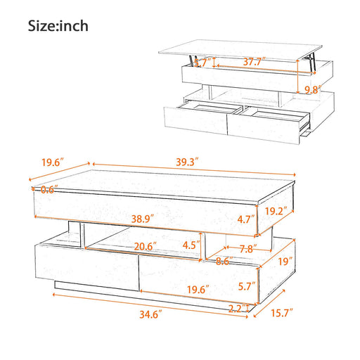 Multi Functional Lift Top Coffee Table With 2 Drawers Hearth and Haven
