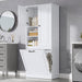 Modern Tall Storage Cabinet With Adjustable Shelves, Flip-Out Basket & Enclosed Doors Hearth and Haven