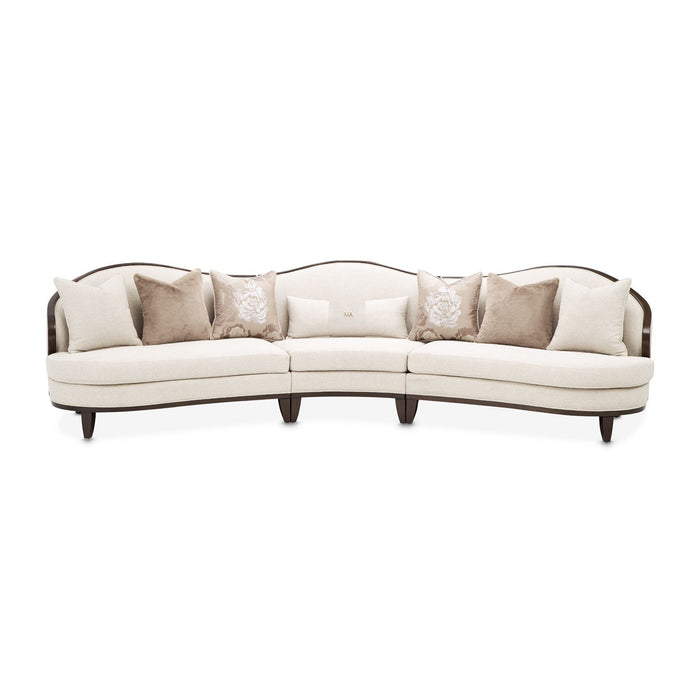 Camellia Field - 3-Piece Chenille Sofa - Linen / Warm Pecan