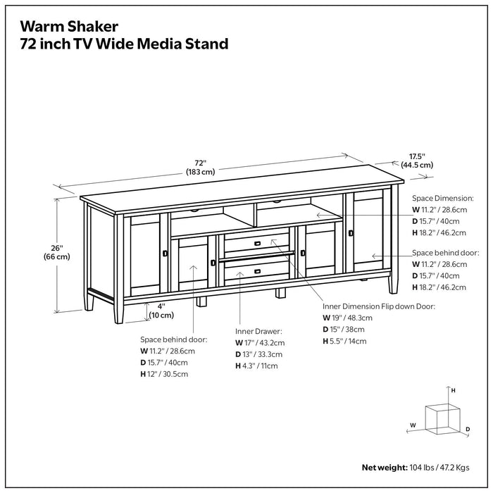 Warm Shaker - Handcrafted TV Media Stand Simpli-Home