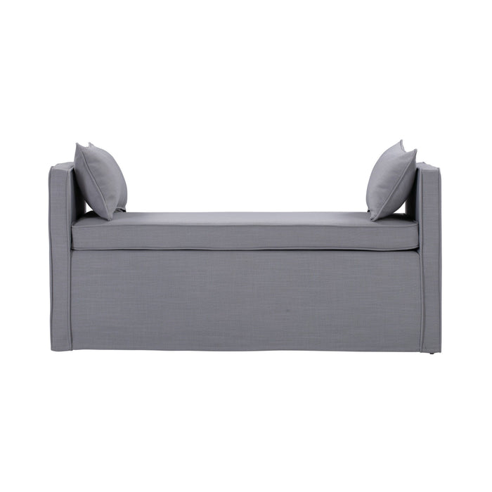 Linen Upholstered Bench - Light Gray / Black