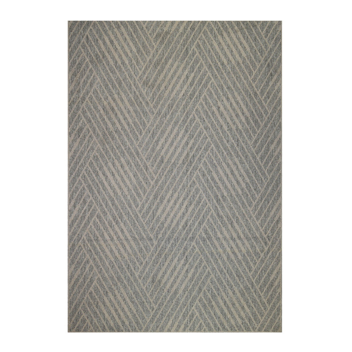 9' X 12' Geometric Stain Resistant Indoor / Outdoor Area Rug - Gray