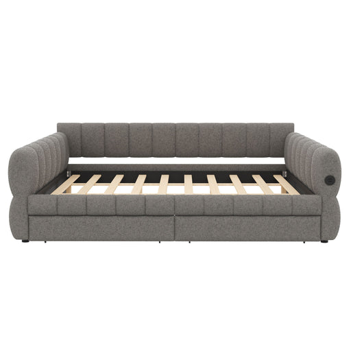 Upholstered Platform Bed With USB Charging And 2 Storage Drawers Dreamland
