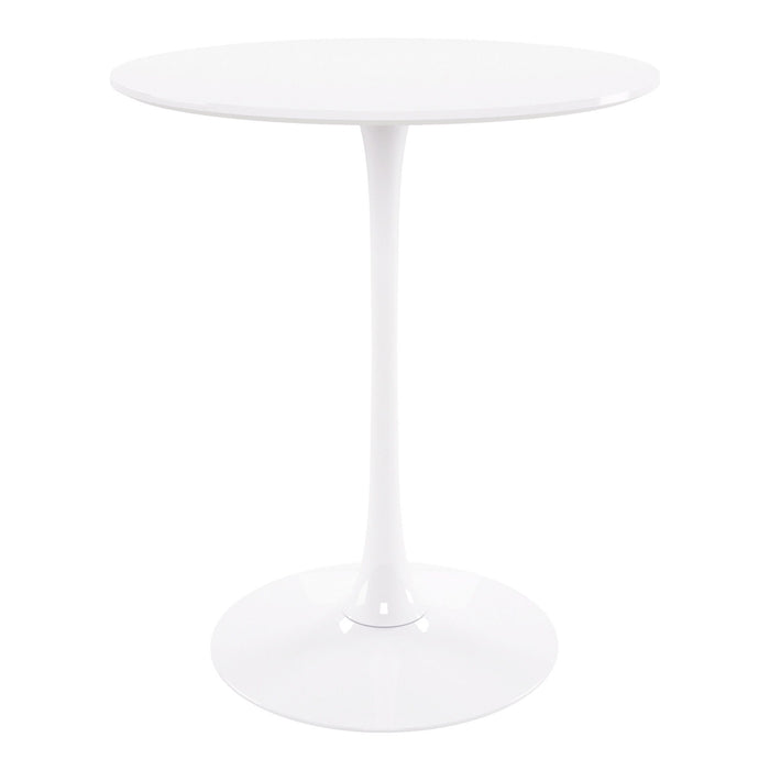 Rounded Manufactured Wood And Metal Bar Table - White