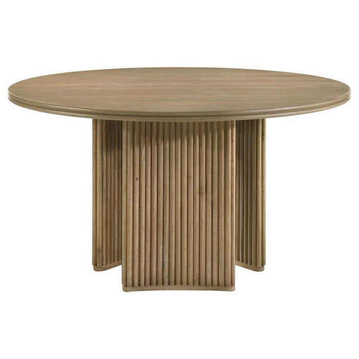 Adina - 53" Round Wood Dining Table - Distressed Light Brown