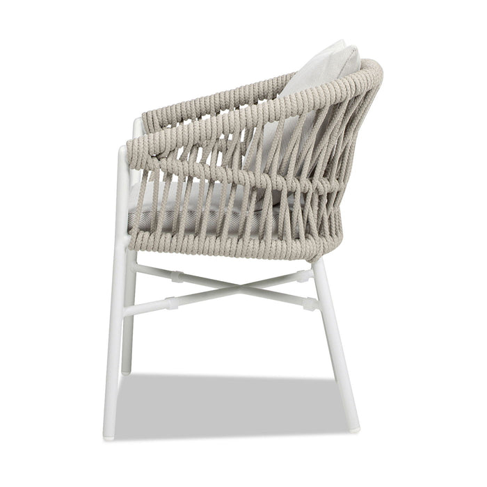 Maiden - Barrel Back Aluminum & Rope Outdoor Patio Dining Chair, Sunproof Olefin (Set of 2) Jennifer Taylor Home