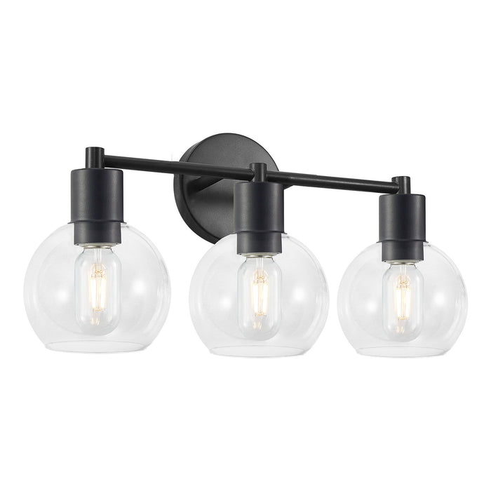 3 Light Globe Bathroom Vanity Light With Clear Glass Shades - Black Daily Nest