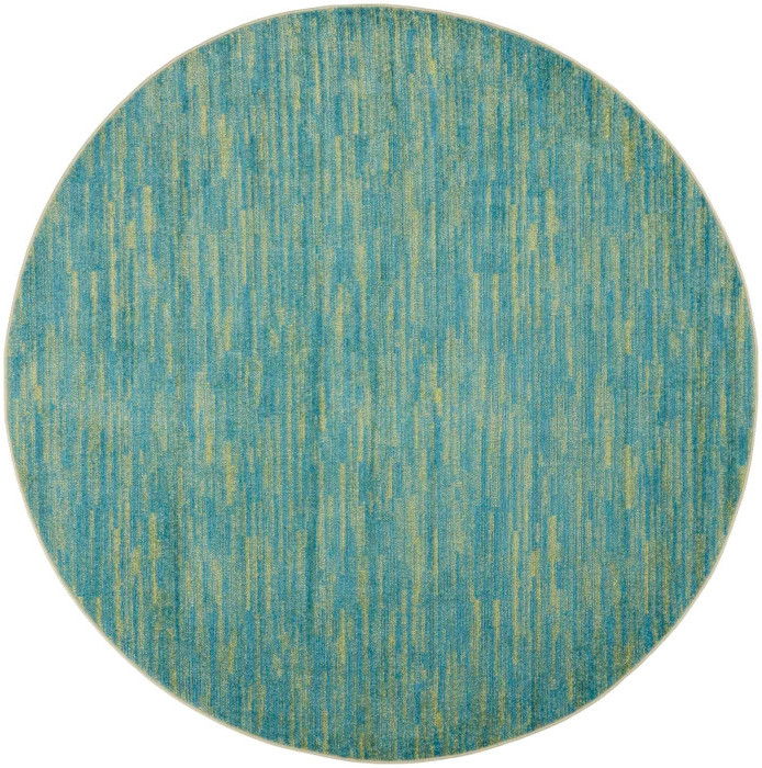 6' X 6' Round Striped Non Skid Indoor / Outdoor Area Rug - Blue / Green