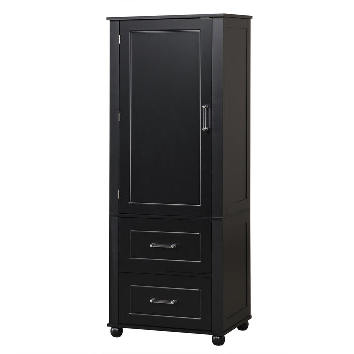 Tall Freestanding Bathroom Storage Cabinet With 2 Drawers And Adjustable Shelf Hearth and Haven