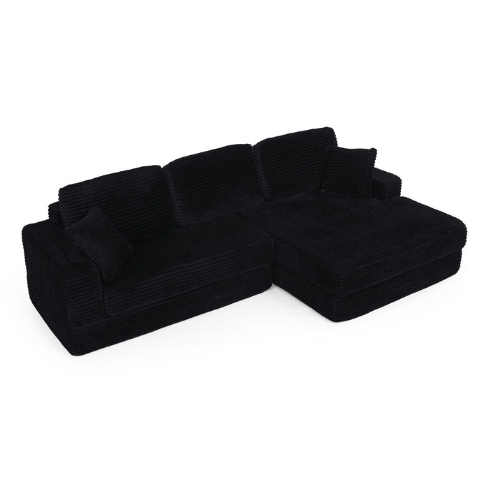 Modern Minimalist L Shape Modular Sectional Sofa, Corduroy Couch