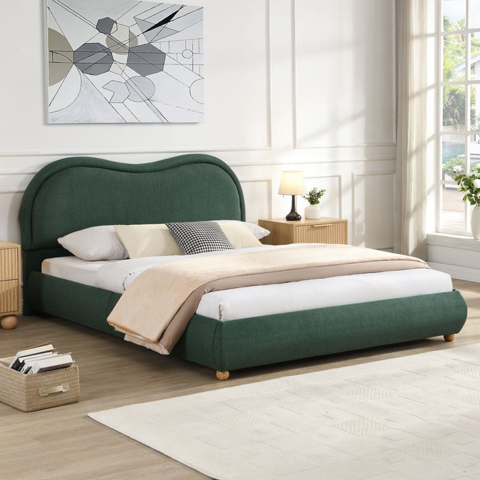Upholstered Platform Bed Frame With Curved Headboard Home Essentials