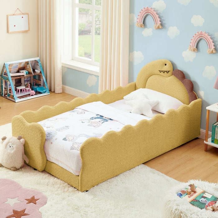 Cute Dinosaur Shaped Bed With Safety Guardrail, Toddler Frame Home Essentials
