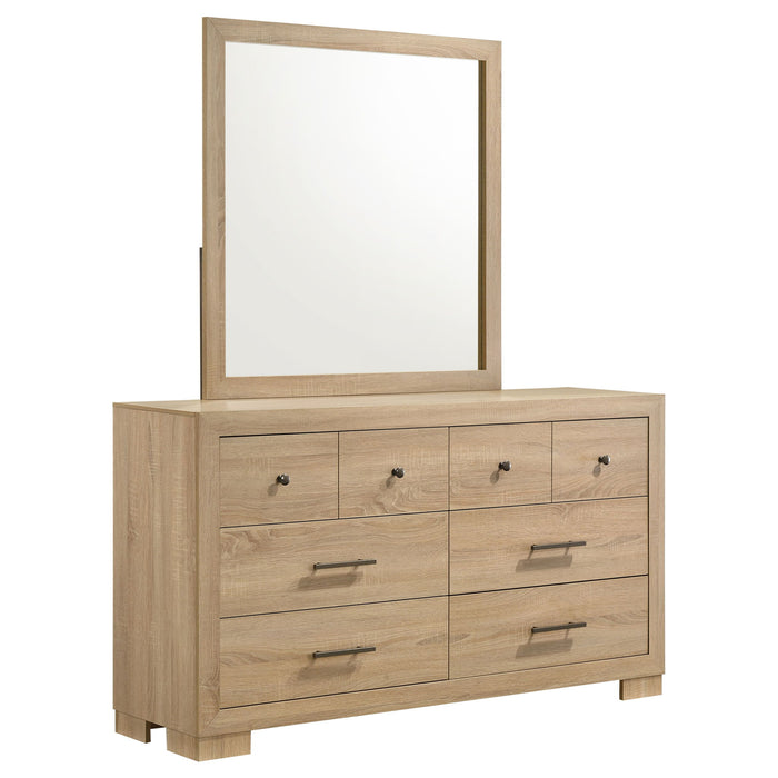 Merritt - 6 Drawer Dresser With Mirror - Light Oak Furniture Max